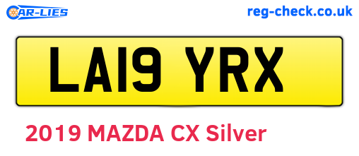 LA19YRX are the vehicle registration plates.