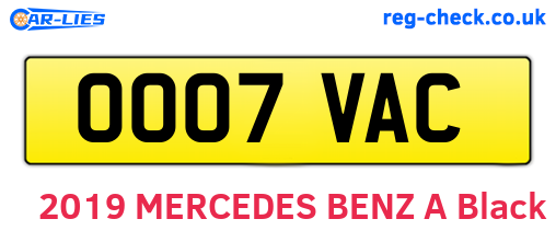 OO07VAC are the vehicle registration plates.