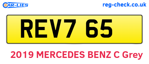 REV765 are the vehicle registration plates.