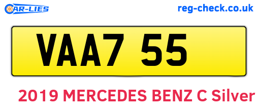 VAA755 are the vehicle registration plates.