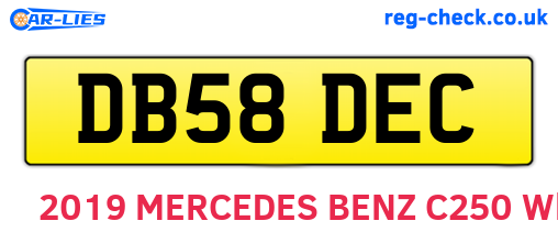 DB58DEC are the vehicle registration plates.