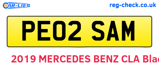 PE02SAM are the vehicle registration plates.