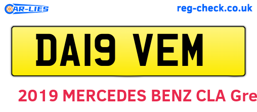 DA19VEM are the vehicle registration plates.