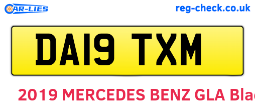 DA19TXM are the vehicle registration plates.