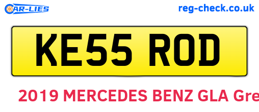 KE55ROD are the vehicle registration plates.