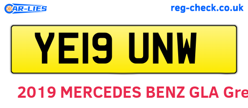YE19UNW are the vehicle registration plates.