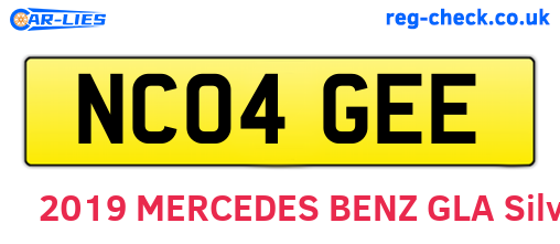 NC04GEE are the vehicle registration plates.