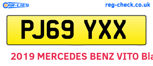 PJ69YXX are the vehicle registration plates.