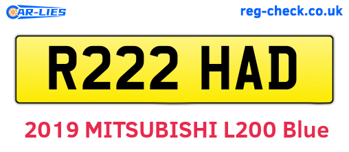 R222HAD are the vehicle registration plates.