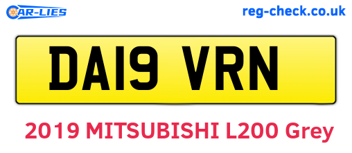DA19VRN are the vehicle registration plates.