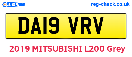 DA19VRV are the vehicle registration plates.
