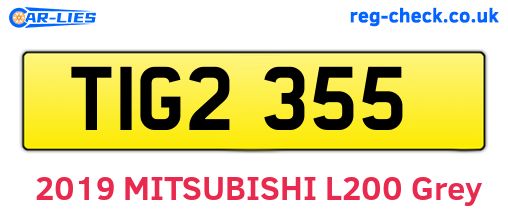 TIG2355 are the vehicle registration plates.