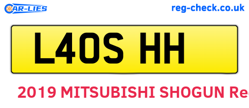 L40SHH are the vehicle registration plates.
