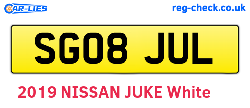 SG08JUL are the vehicle registration plates.