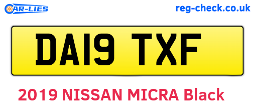 DA19TXF are the vehicle registration plates.
