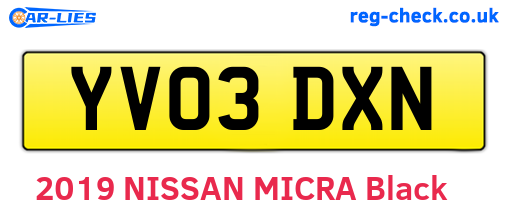 YV03DXN are the vehicle registration plates.