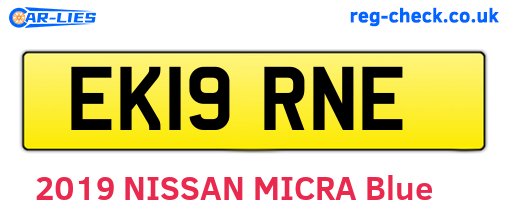 EK19RNE are the vehicle registration plates.