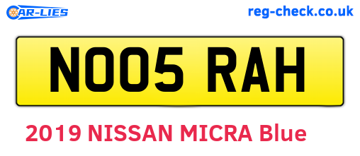 NO05RAH are the vehicle registration plates.