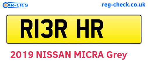 R13RHR are the vehicle registration plates.