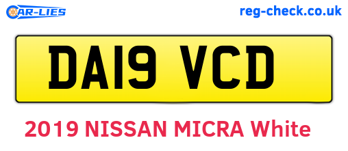 DA19VCD are the vehicle registration plates.