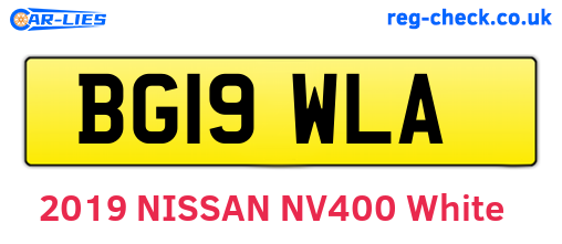 BG19WLA are the vehicle registration plates.
