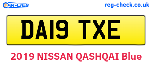 DA19TXE are the vehicle registration plates.