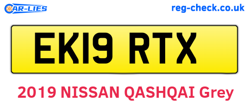 EK19RTX are the vehicle registration plates.