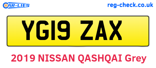 YG19ZAX are the vehicle registration plates.