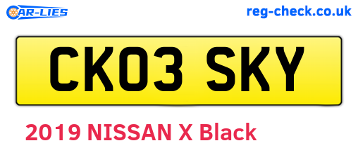 CK03SKY are the vehicle registration plates.