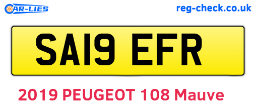 SA19EFR are the vehicle registration plates.