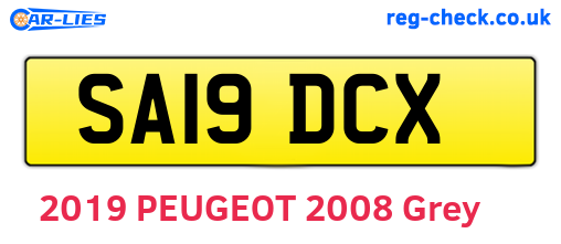 SA19DCX are the vehicle registration plates.