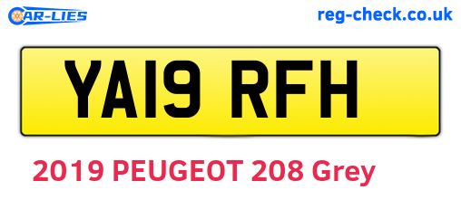 YA19RFH are the vehicle registration plates.