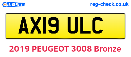 AX19ULC are the vehicle registration plates.