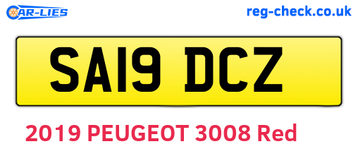 SA19DCZ are the vehicle registration plates.