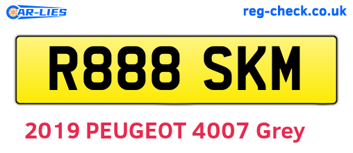 R888SKM are the vehicle registration plates.