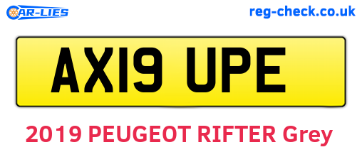 AX19UPE are the vehicle registration plates.