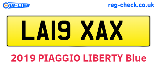 LA19XAX are the vehicle registration plates.