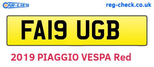 FA19UGB are the vehicle registration plates.
