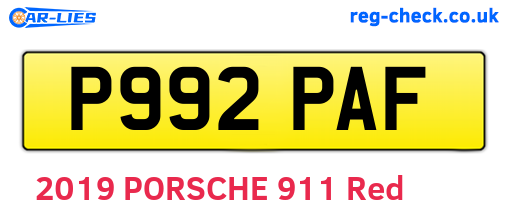 P992PAF are the vehicle registration plates.
