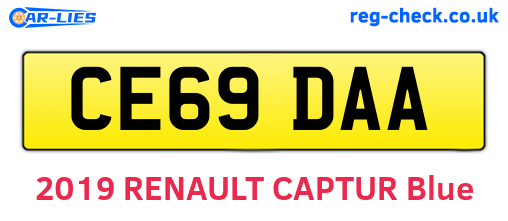 CE69DAA are the vehicle registration plates.