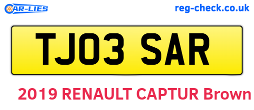 TJ03SAR are the vehicle registration plates.