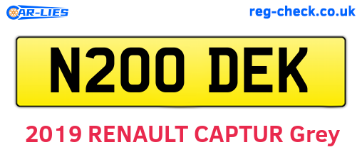 N200DEK are the vehicle registration plates.