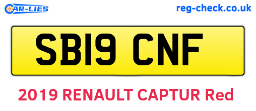 SB19CNF are the vehicle registration plates.