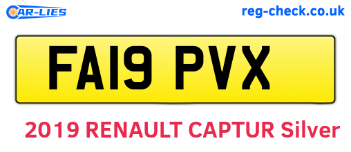 FA19PVX are the vehicle registration plates.