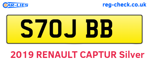 S70JBB are the vehicle registration plates.