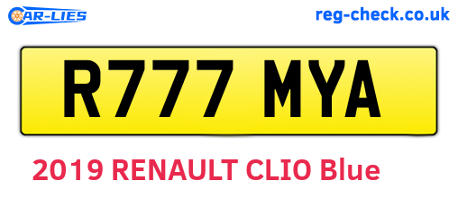 R777MYA are the vehicle registration plates.