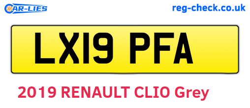 LX19PFA are the vehicle registration plates.