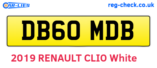 DB60MDB are the vehicle registration plates.