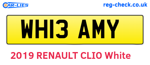 WH13AMY are the vehicle registration plates.