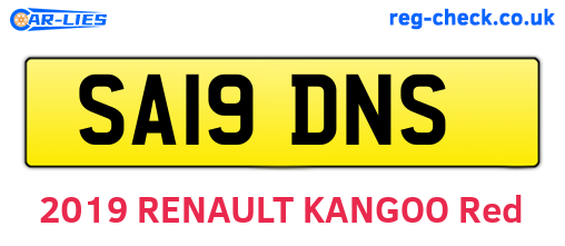 SA19DNS are the vehicle registration plates.